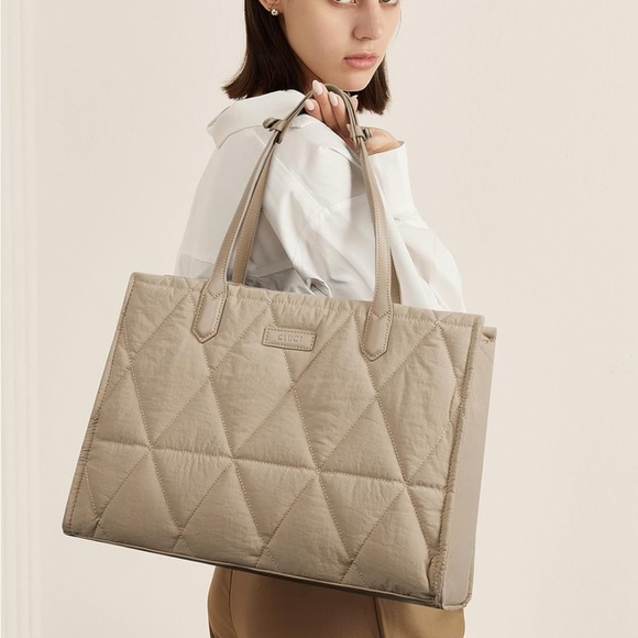 Other Handbags - Beige Quilted Tote Bag